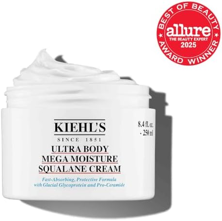 Kiehl's Ultra Body Mega Moisture Squalane Cream 8.4 fl oz tub with Allure Best of Beauty 2025 badge